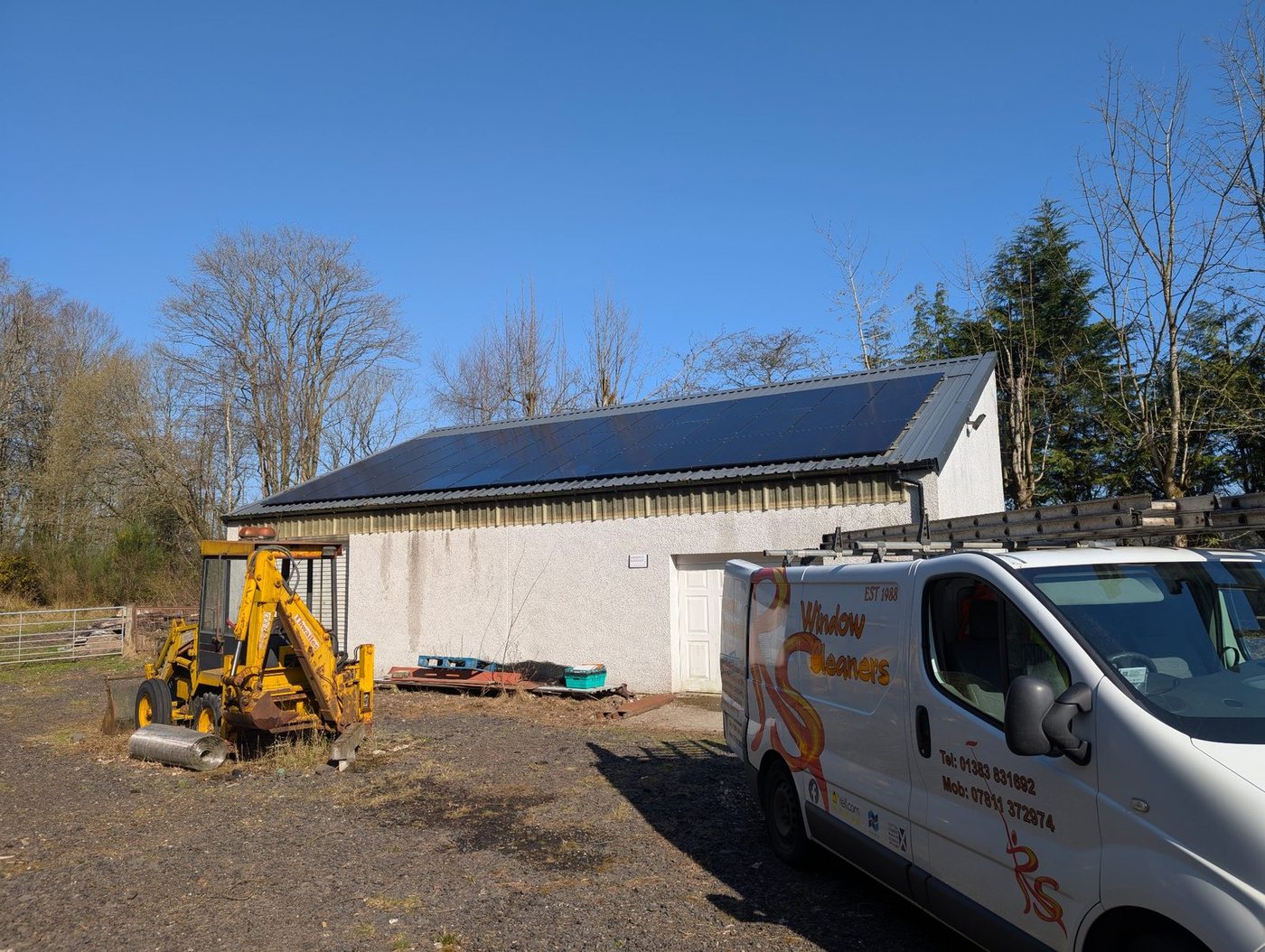Solar panels cleaned by RS Window Cleaners at a property in Fife